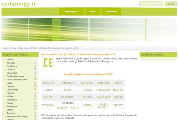 Certenergy - Dove inviare l'Attestazione di Prestazione Energetica - APE